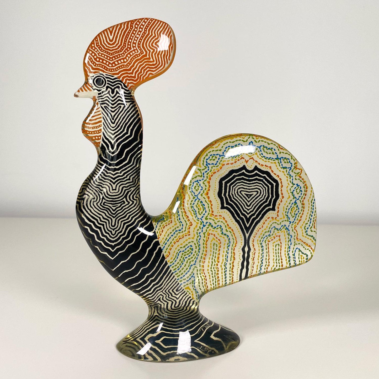 Abraham Palatnik Acrylic Rooster Haan Figurine