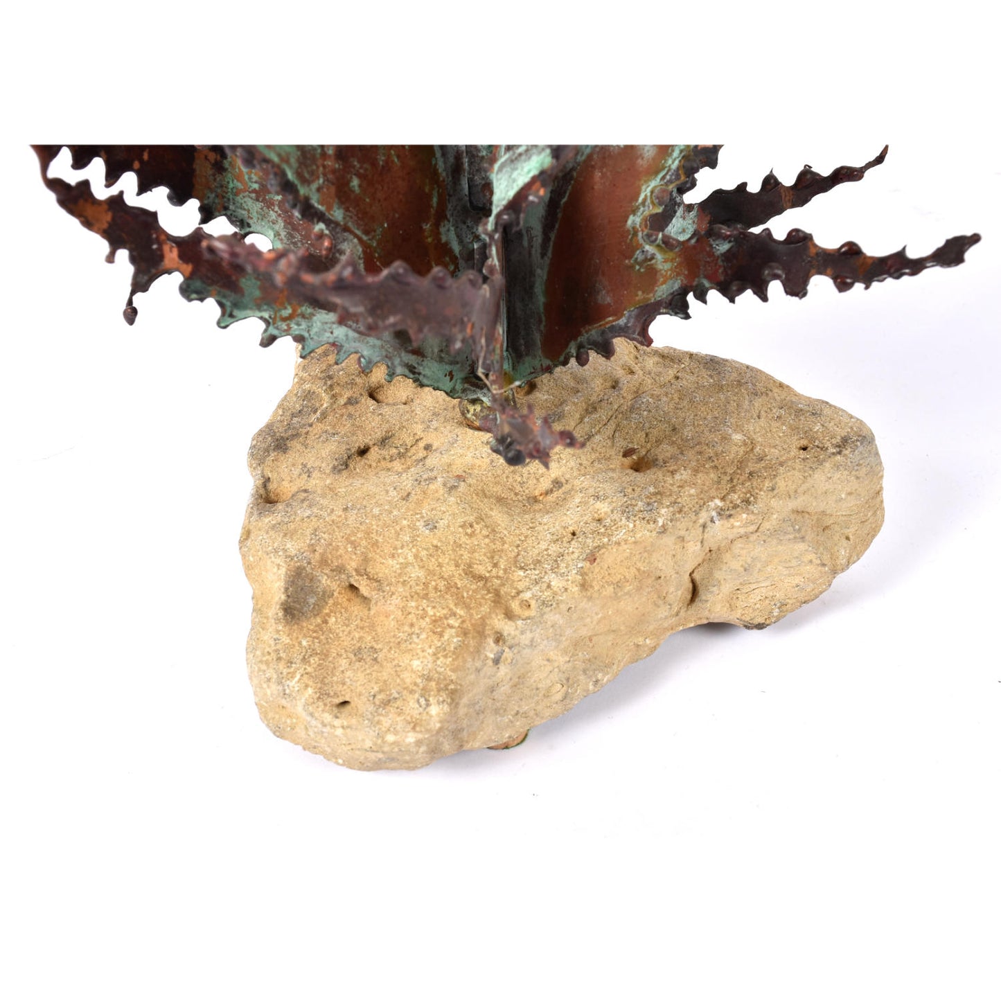 John Steck Desert Rose Metal and Stone Vintage Brutalist Sculpture