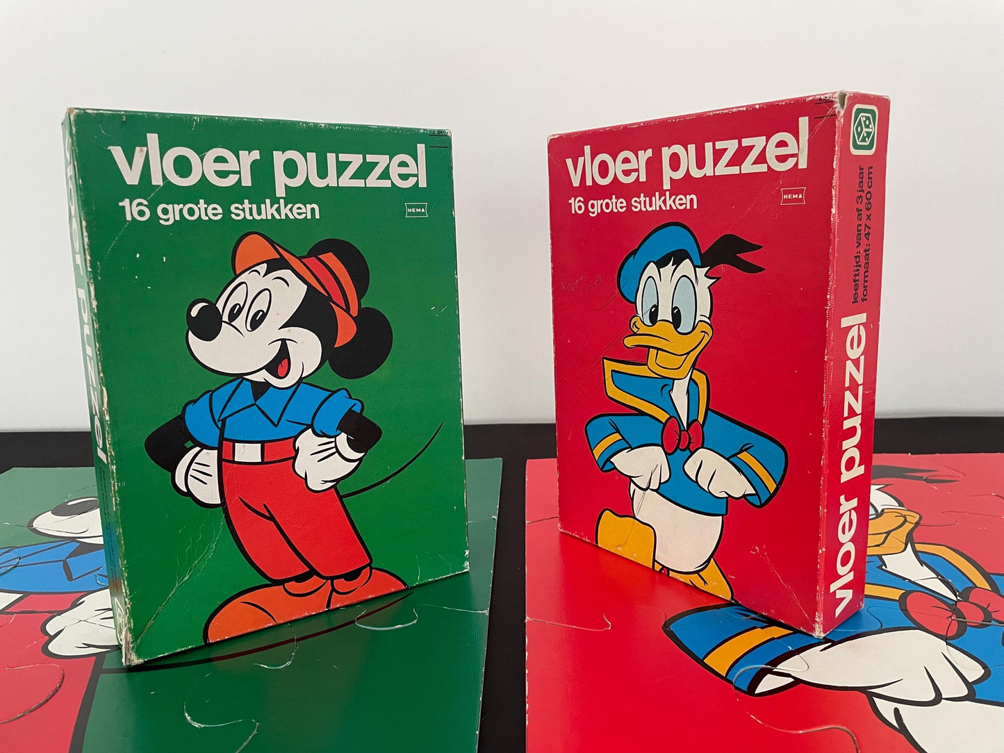 Vintage 1980s Mickey Mouse and Donald Duck Disney Puzzles Hema Vloer Puzzels