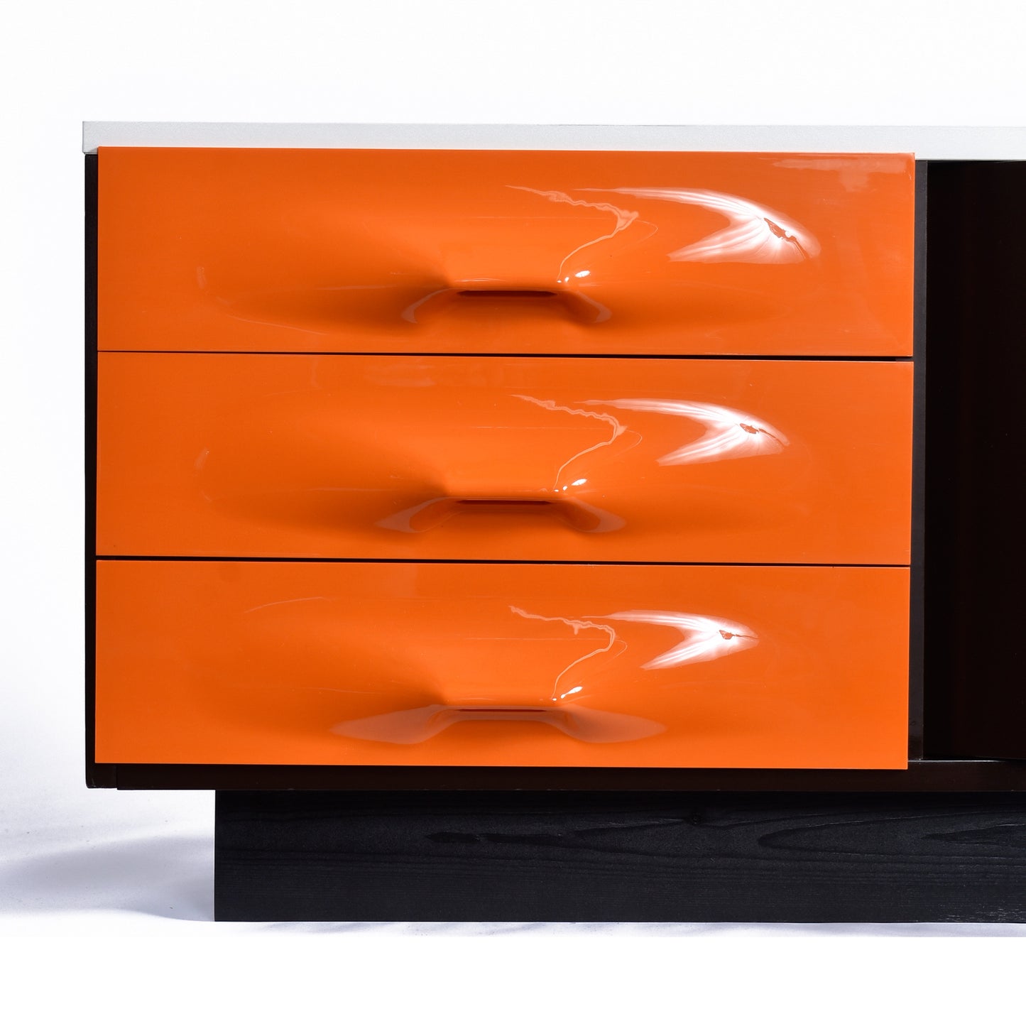 Restored Raymond Loewy Brown Orange and White DF-2000 TV Stand Credenza
