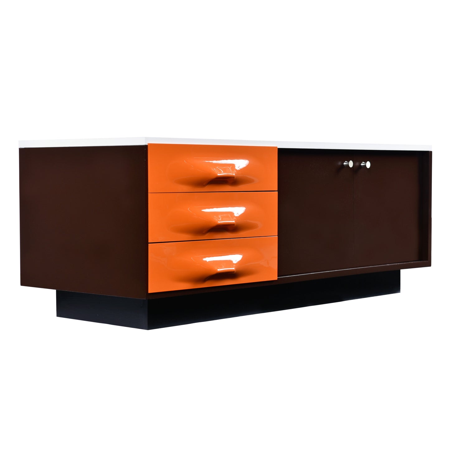 Restored Raymond Loewy Brown Orange and White DF-2000 TV Stand Credenza