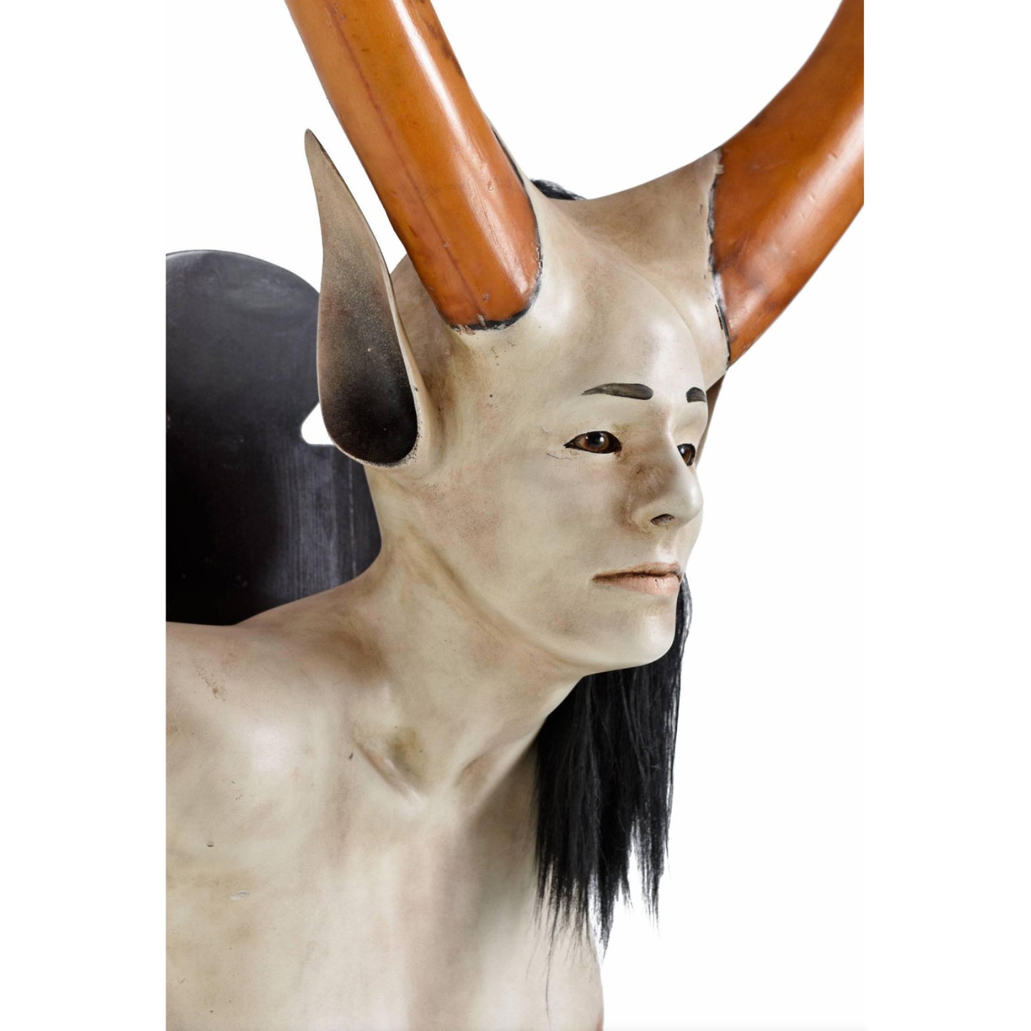 Daniel Painter Fantasy Horned Creature Female Bust Wall Mounted Sculpture
