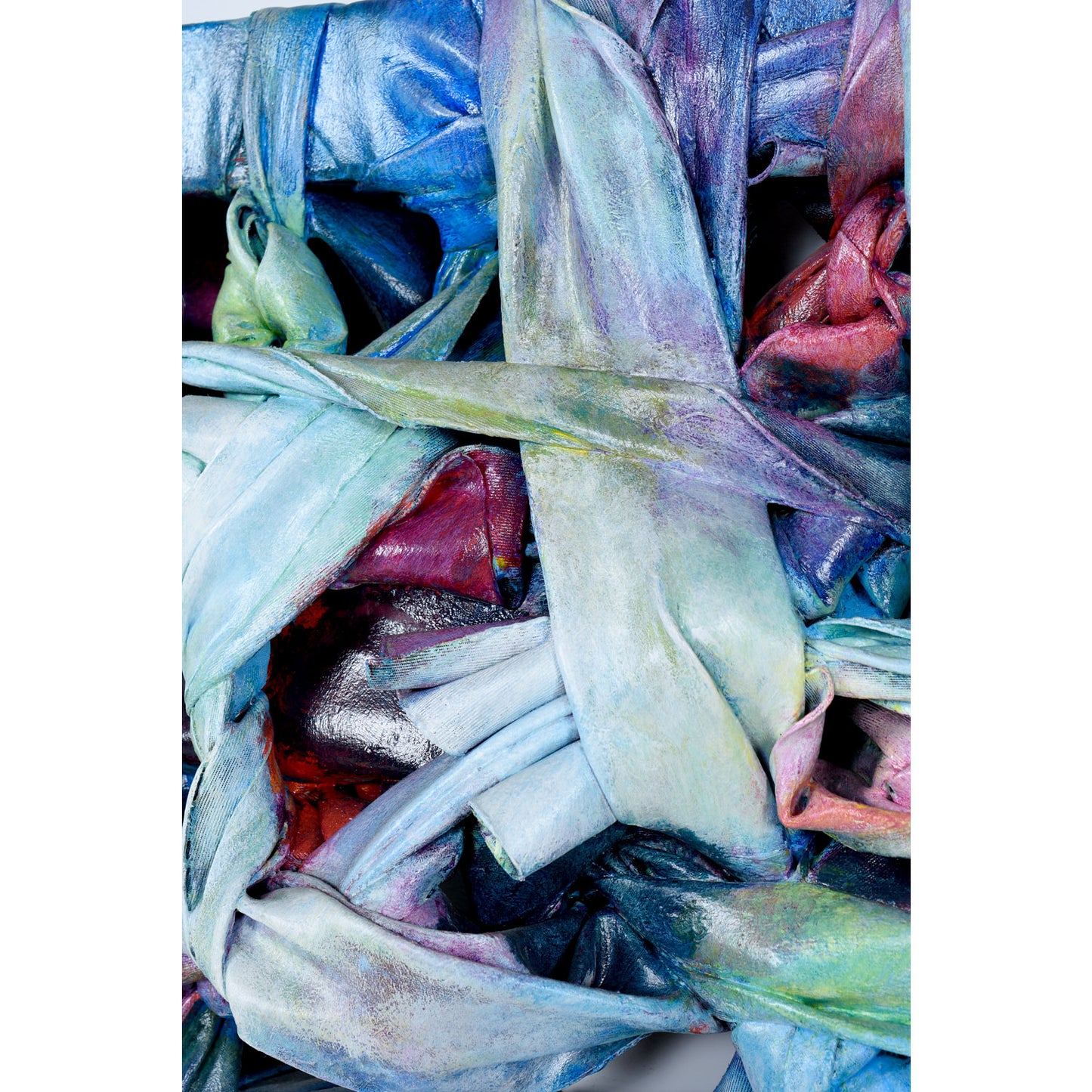 Robert Patrick Blue and Fuschia Painted Acrylic over Vinyl Textile Fiber Art
