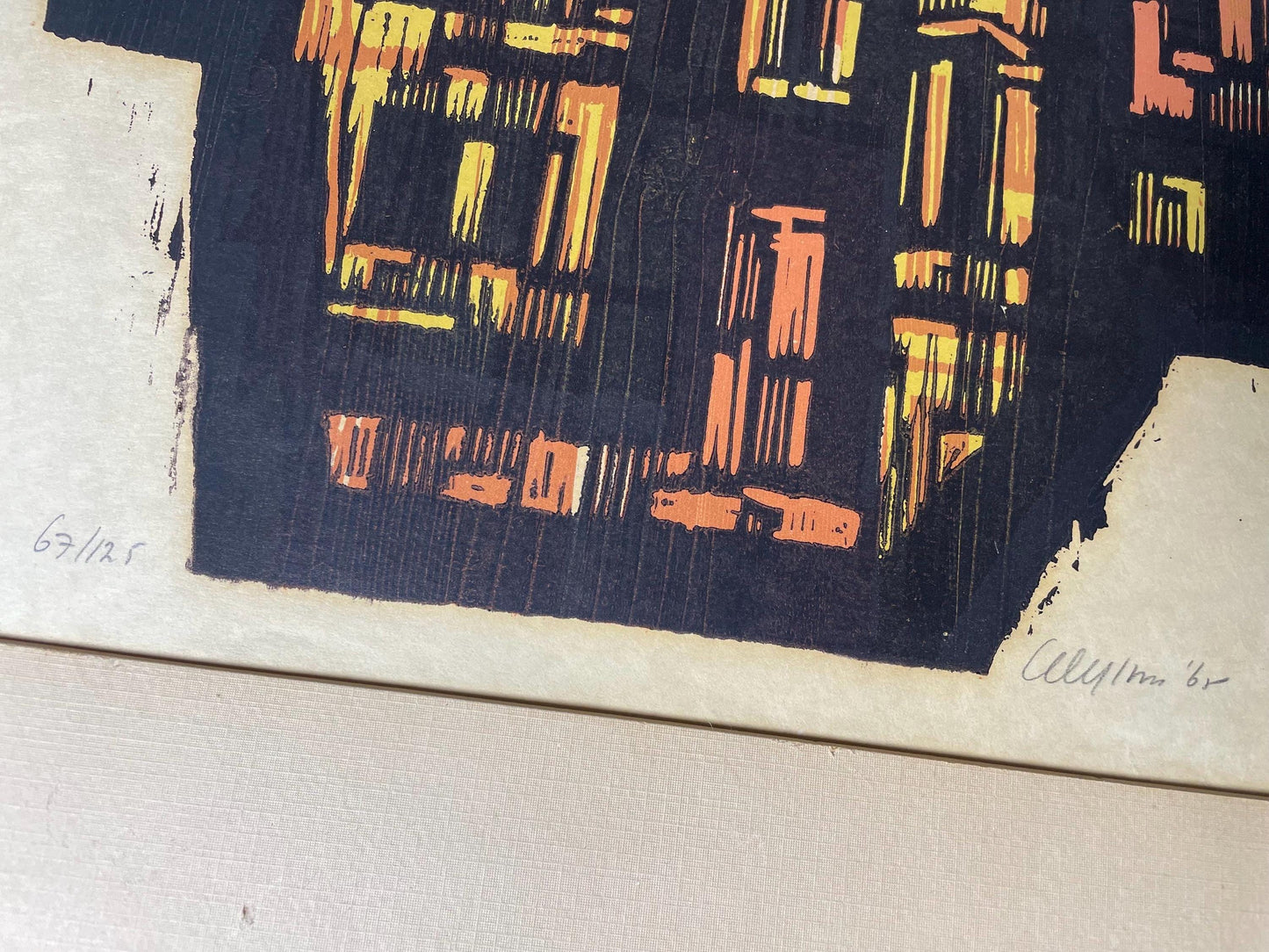 Akke Sins Pencil Signed Citscape Litho Vintage 1960s