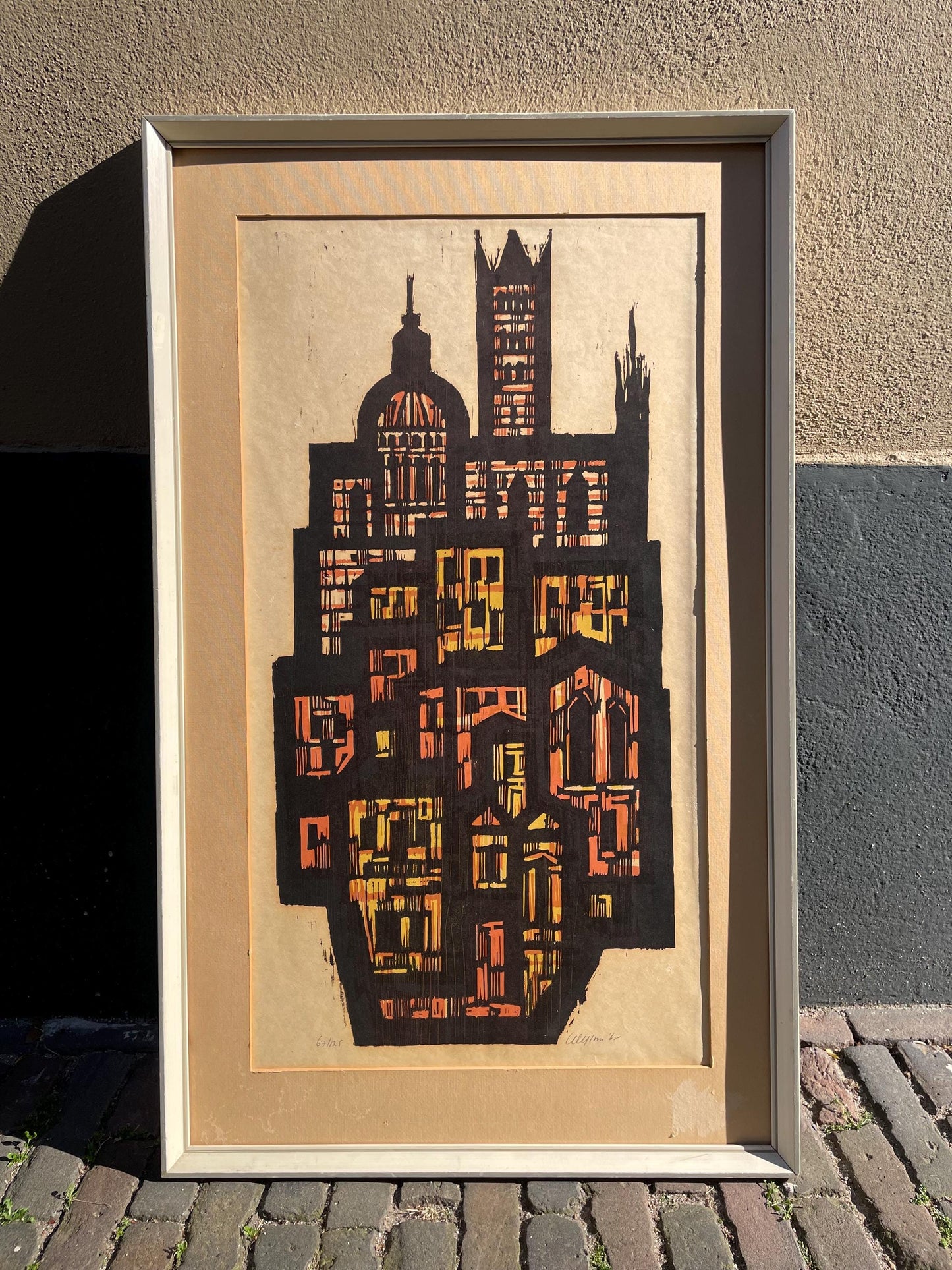 Akke Sins Pencil Signed Citscape Litho Vintage 1960s