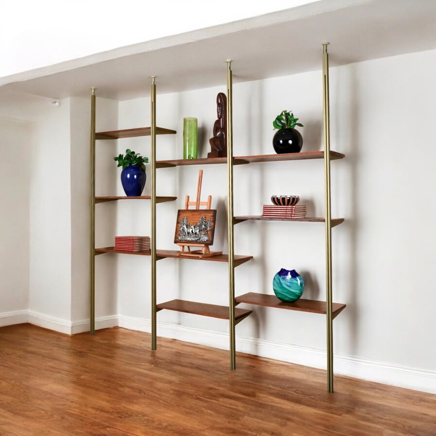Tension Pole Free Standing Rose Gold Aluminum Omni Wall Unit by George Nelson
