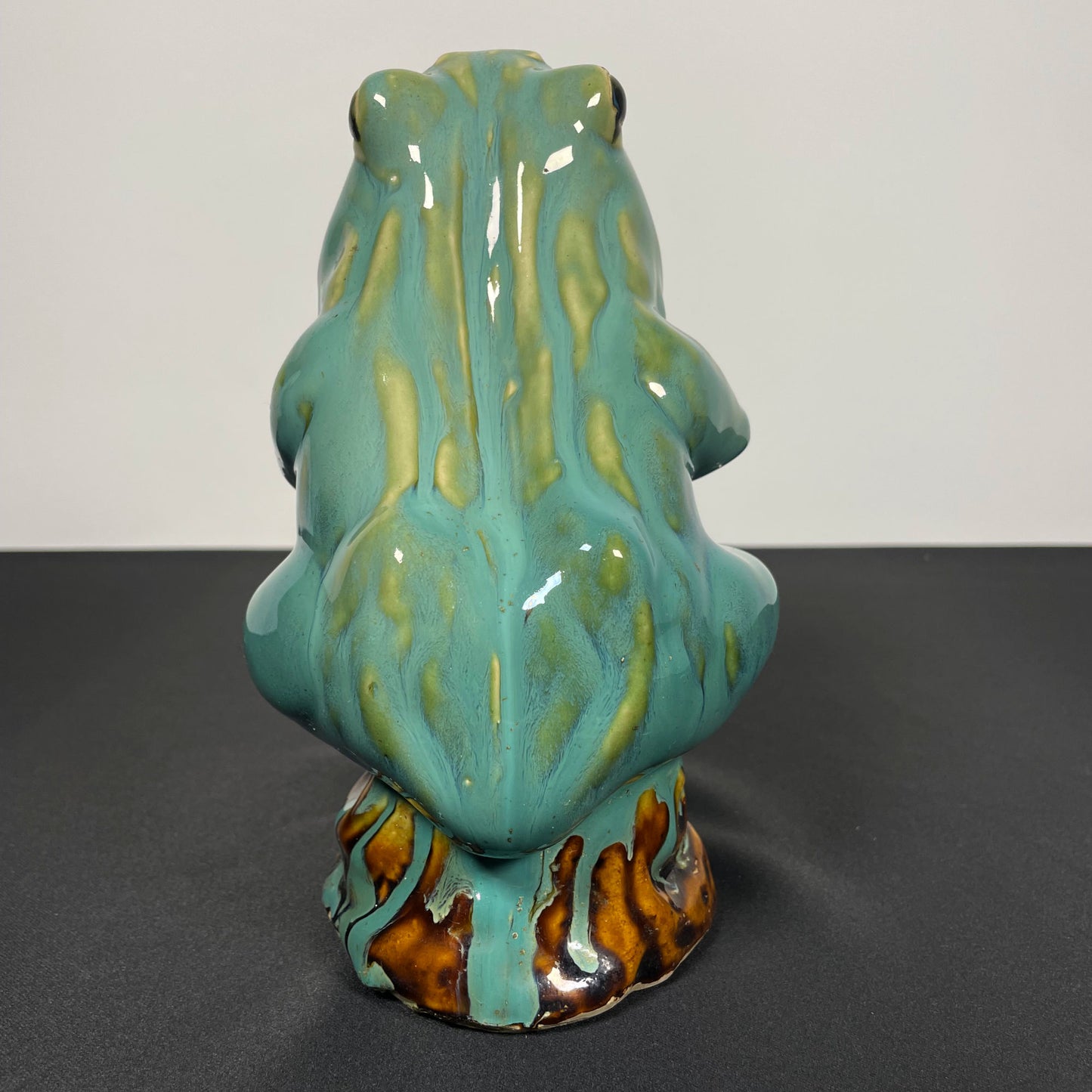 20th Century European Majolica Glazed Ceramic Frog Figurine