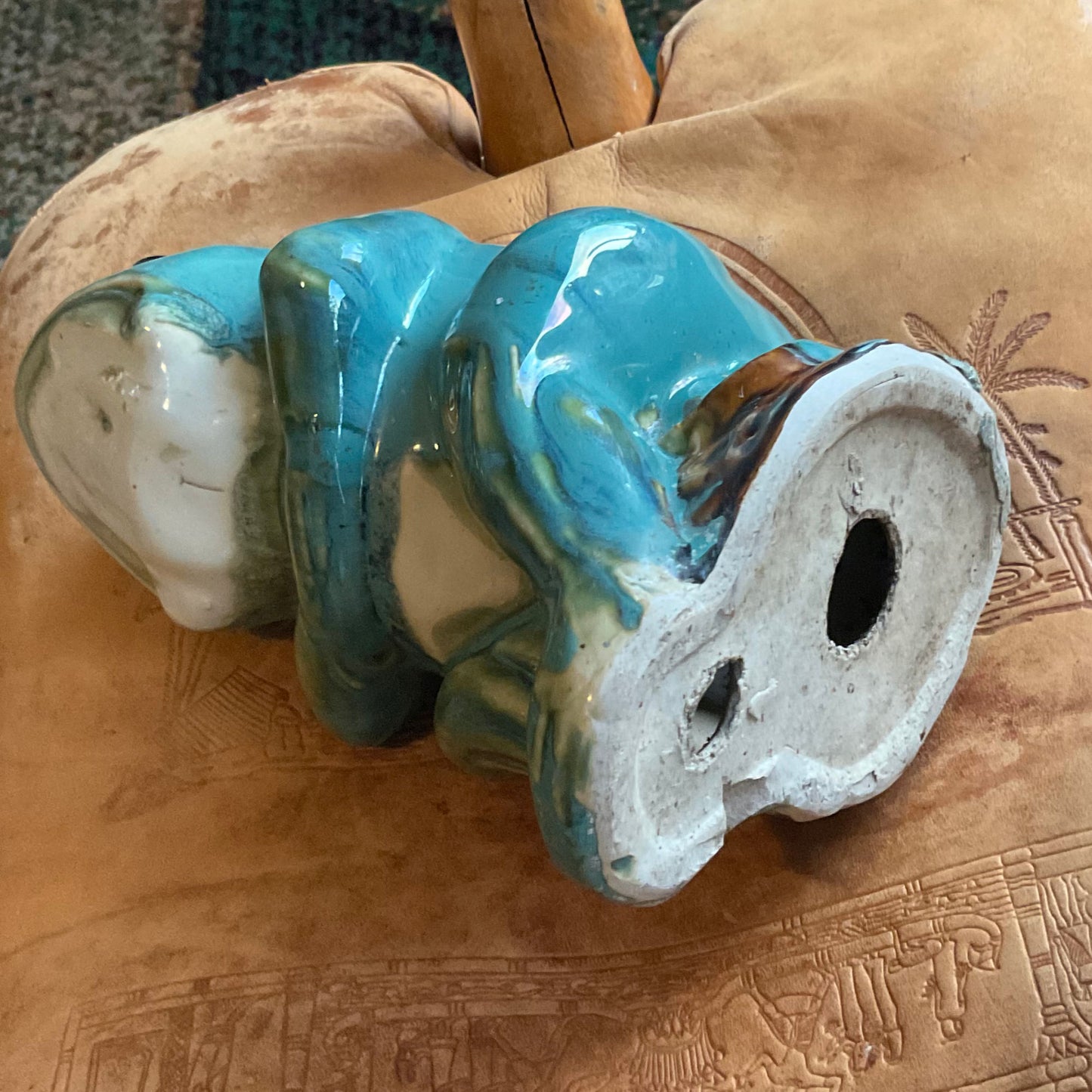 20th Century European Majolica Glazed Ceramic Frog Figurine