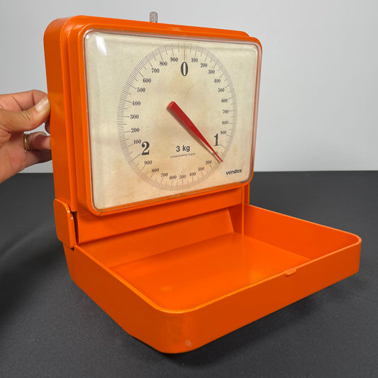 Vintage Orange Vendex German Wall Mounting Kitchen Scale Keukenweegschaal