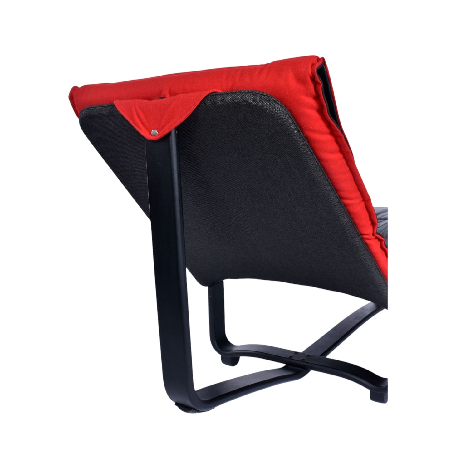 Westnofa Norwegian Black Leather and Red Wool Reversible Scandinavian Modern Chaise Lounge