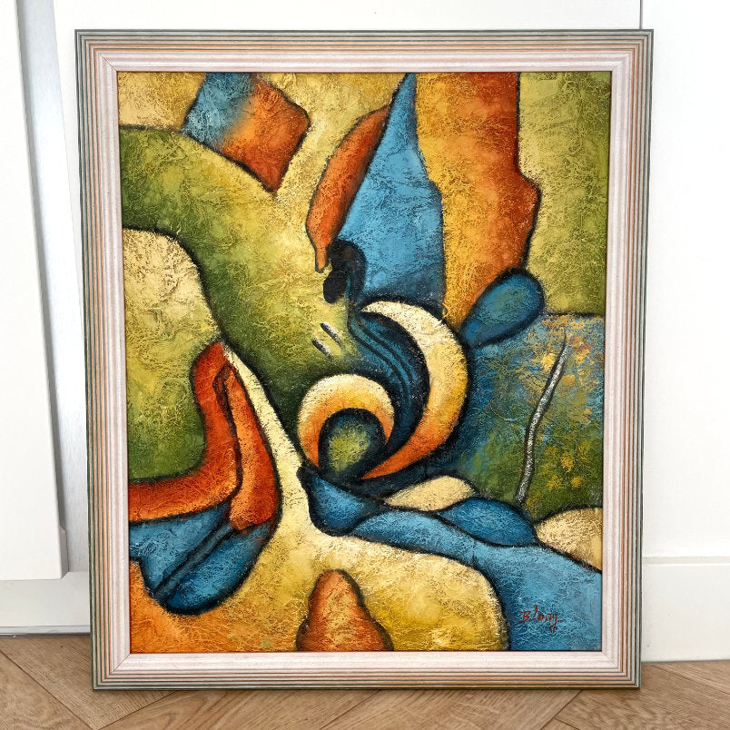 Bill B. Long Modernistisch Abstract Schilderij in Originele Regenbooglijst