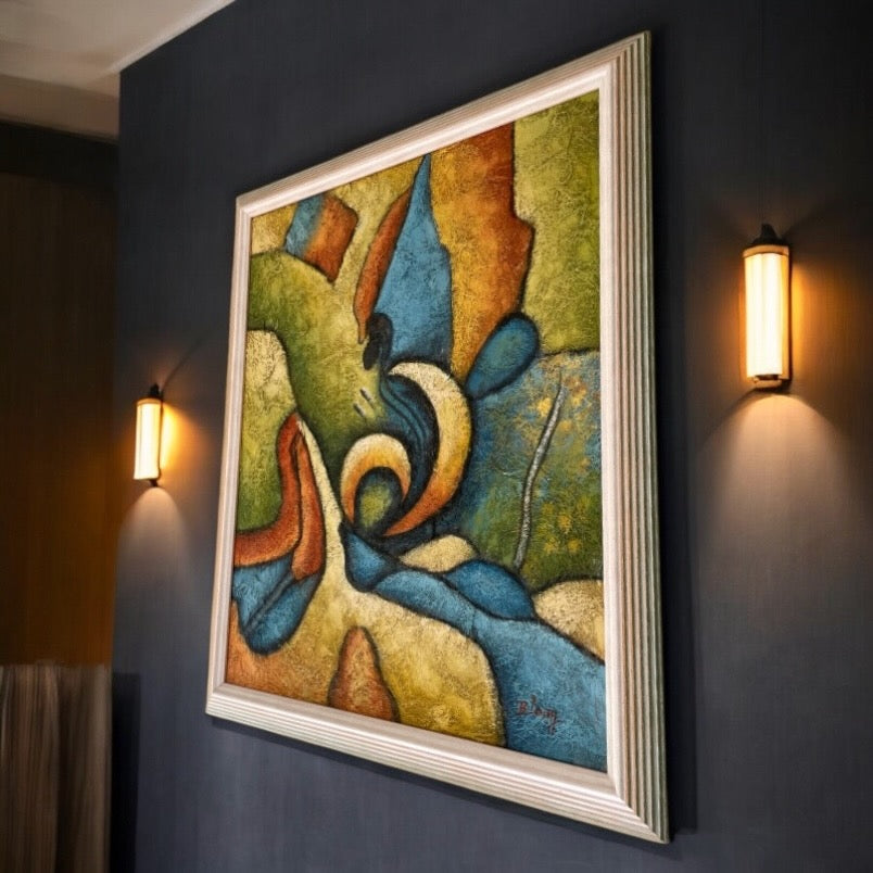 Bill B. Long Modernistisch Abstract Schilderij in Originele Regenbooglijst
