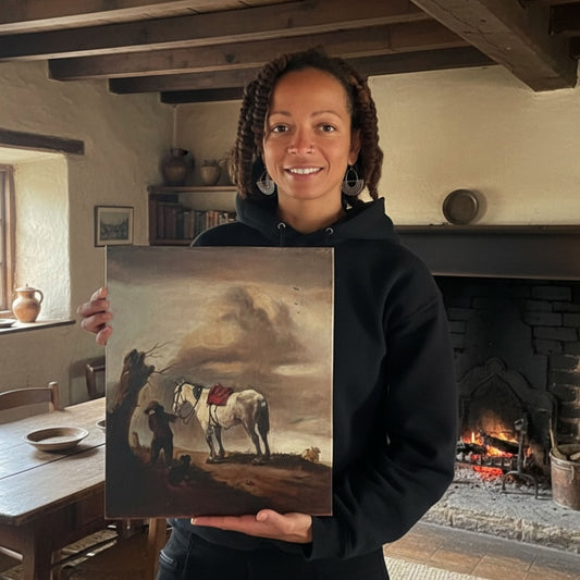 Reproductie van George Boellaard van het olieverfschilderij 'Grijze Paard' van Wouwermans