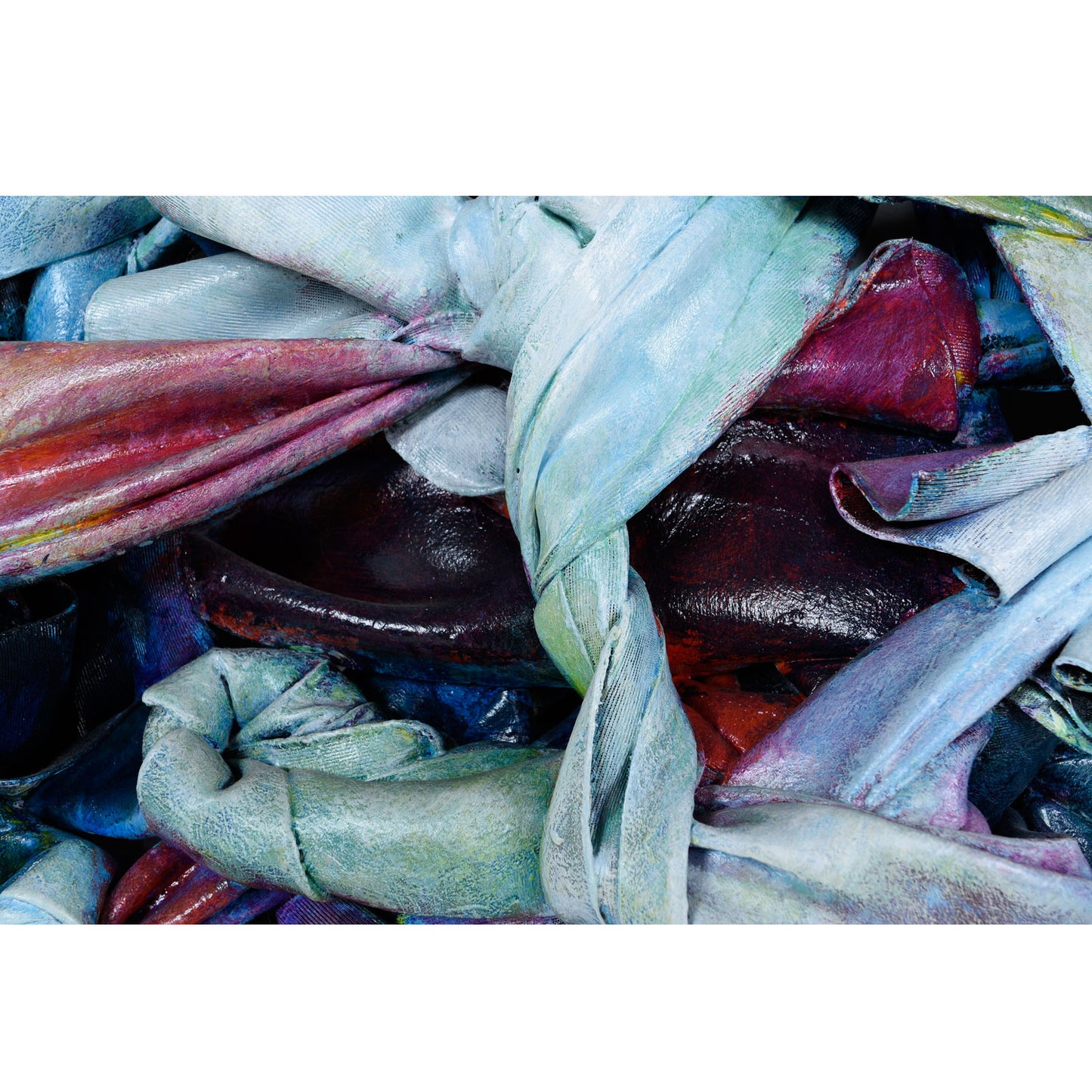 Robert Patrick Blue and Fuschia Painted Acrylic over Vinyl Textile Fiber Art