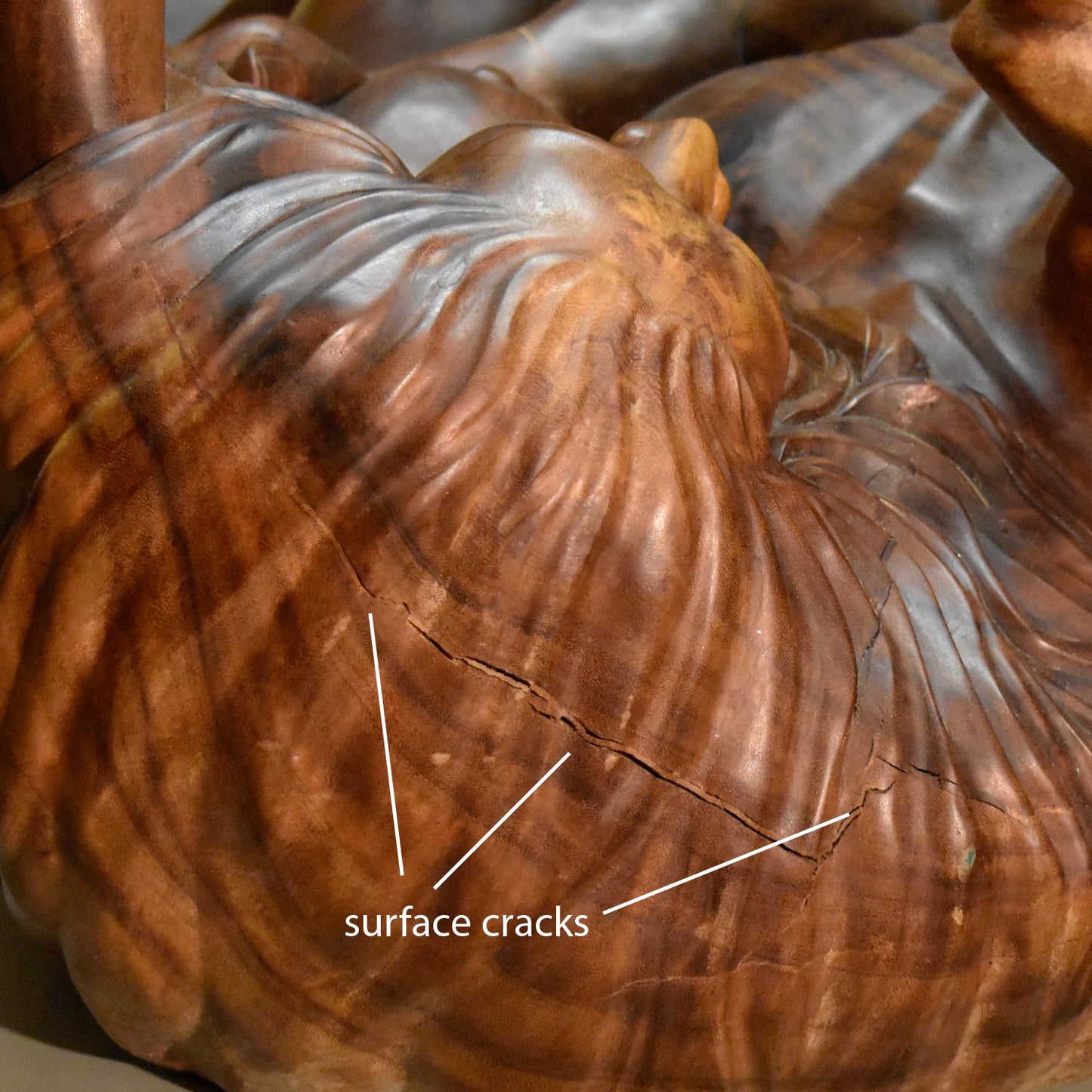 Massive Hand Carved Monkey Pod Exotic Hardwood Lovers Embrace Coffee Table