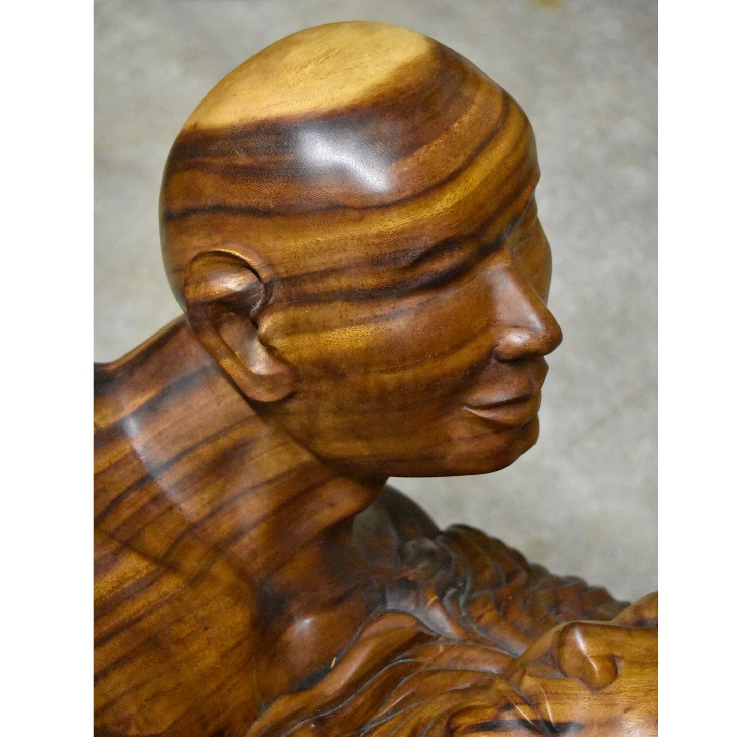 Massive Hand Carved Monkey Pod Exotic Hardwood Lovers Embrace Coffee Table