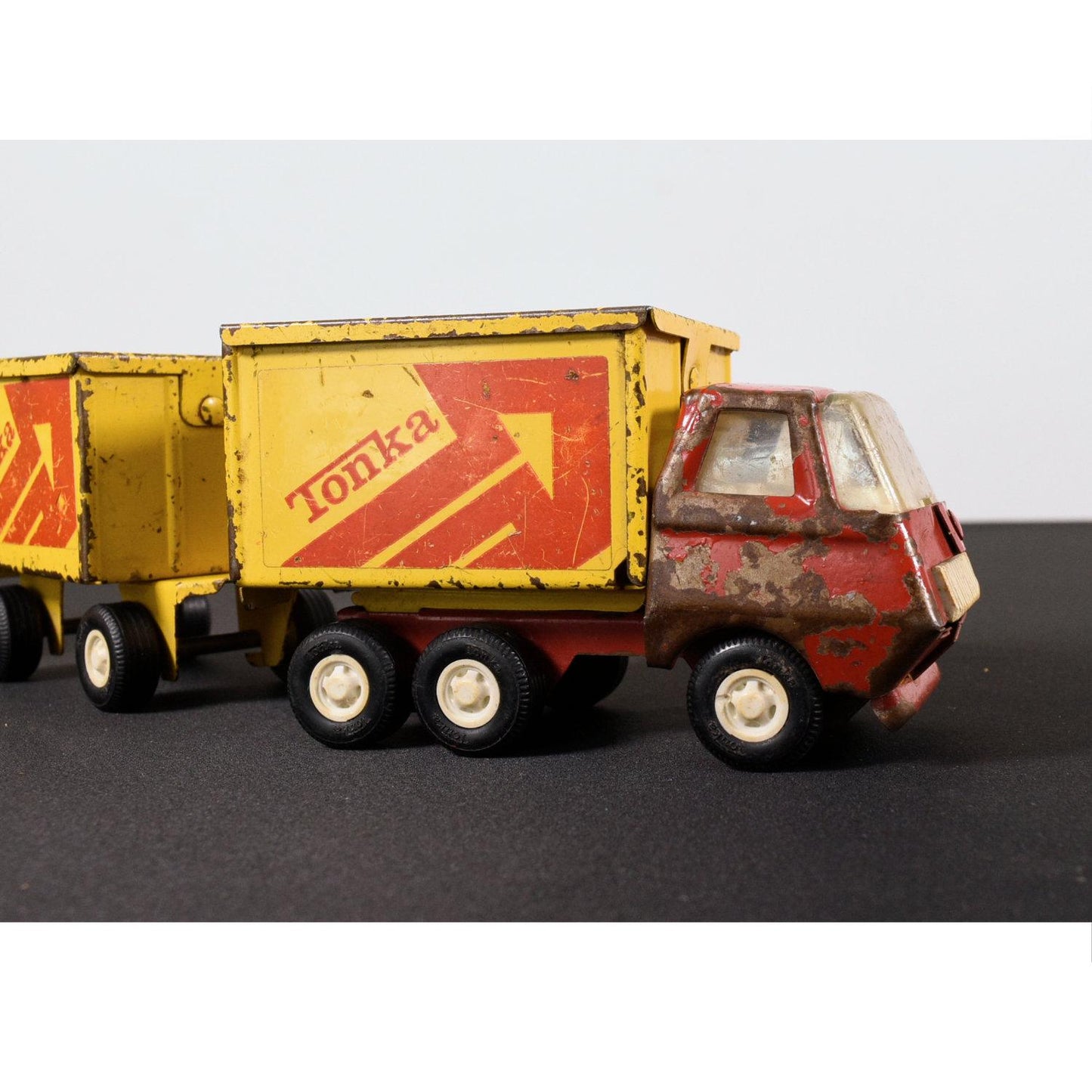 Tonka 1970s Metal Delivery Truck with Trailer and Extra Farm Trailer