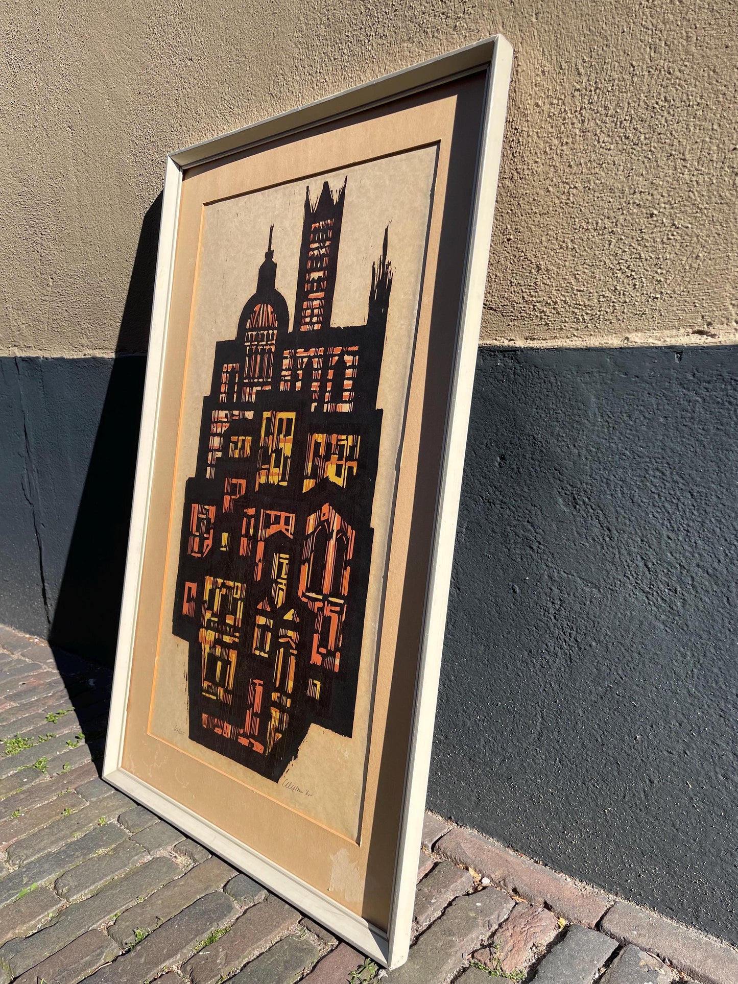 Akke Sins Pencil Signed Citscape Litho Vintage 1960s