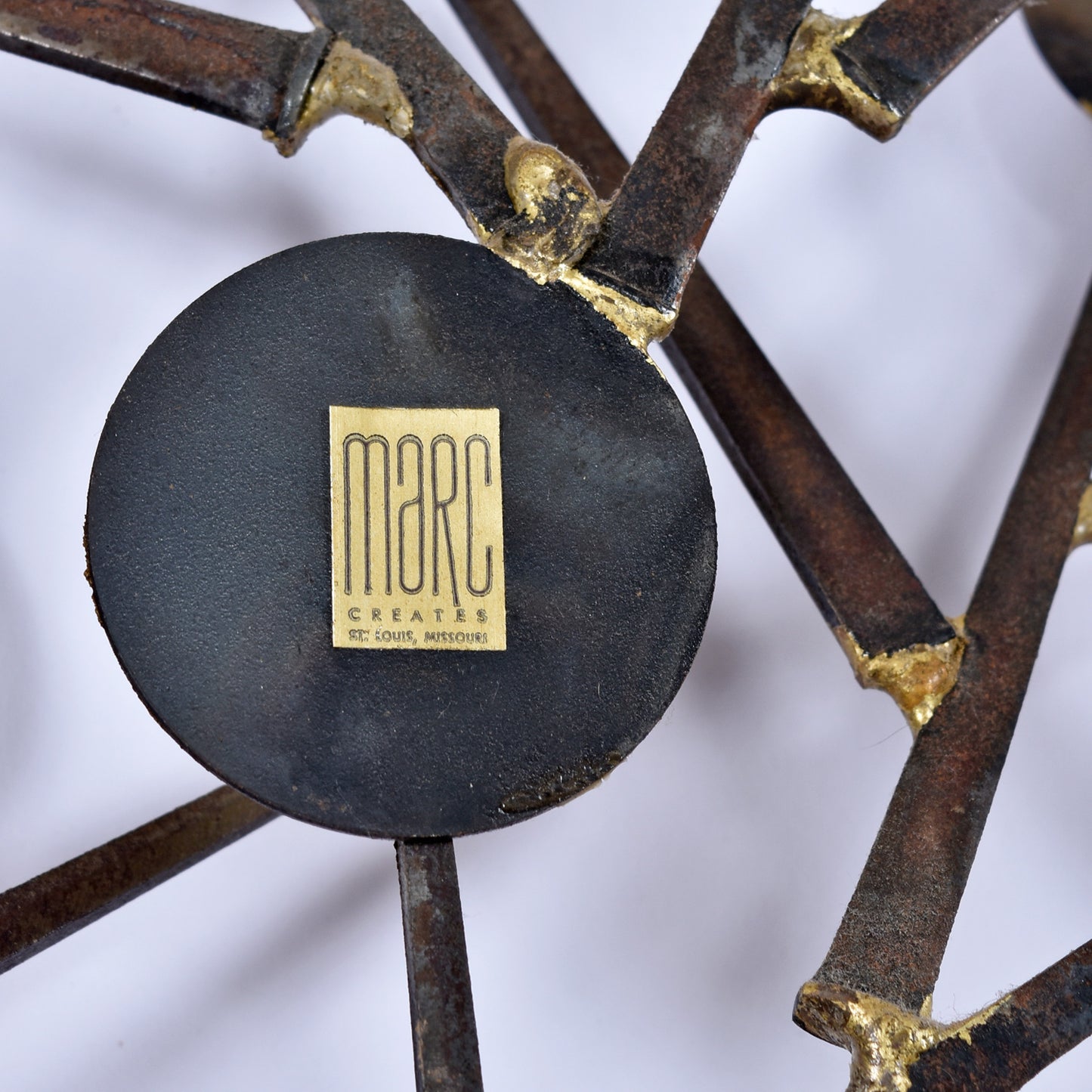 Large Marc Creates Brutalist Torch Cut Metal Nail Tree Sculpture