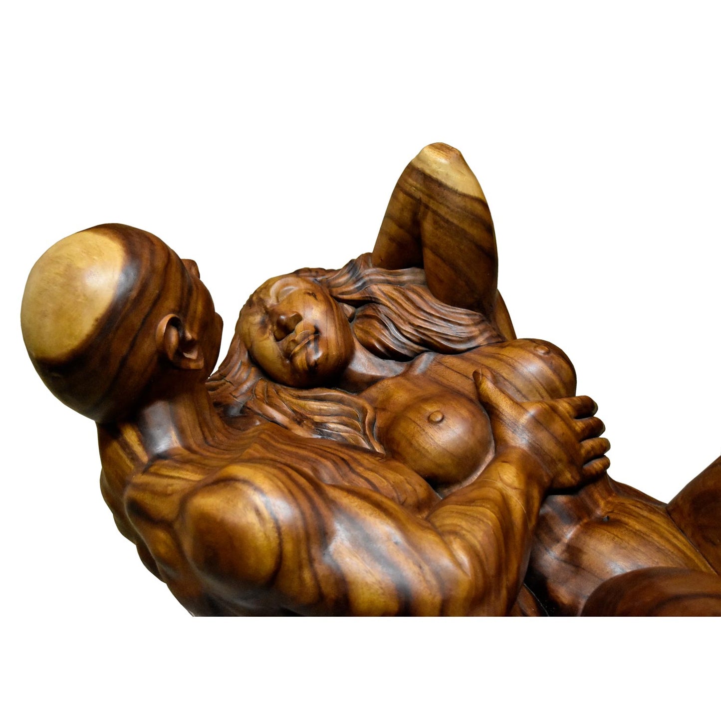 Massive Hand Carved Monkey Pod Exotic Hardwood Lovers Embrace Coffee Table