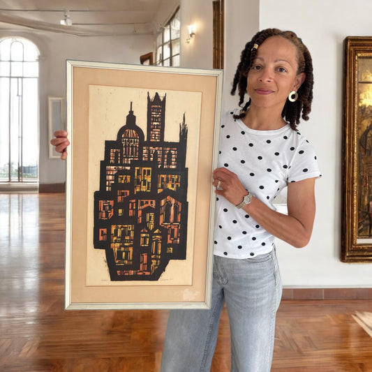 Akke Sins Pencil Signed Citscape Litho Vintage 1960s