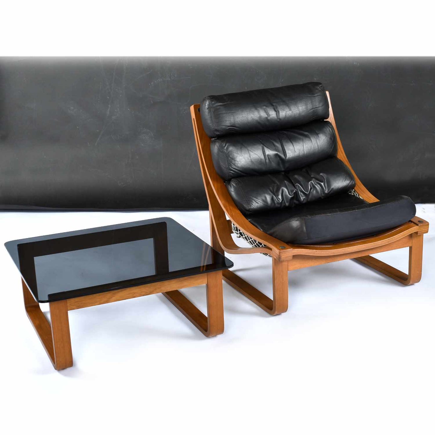 Vintage 1970s Minimalist Modern Frank Lowen for Tessa T4 Teak and Glass Square Side Table or Coffee Table