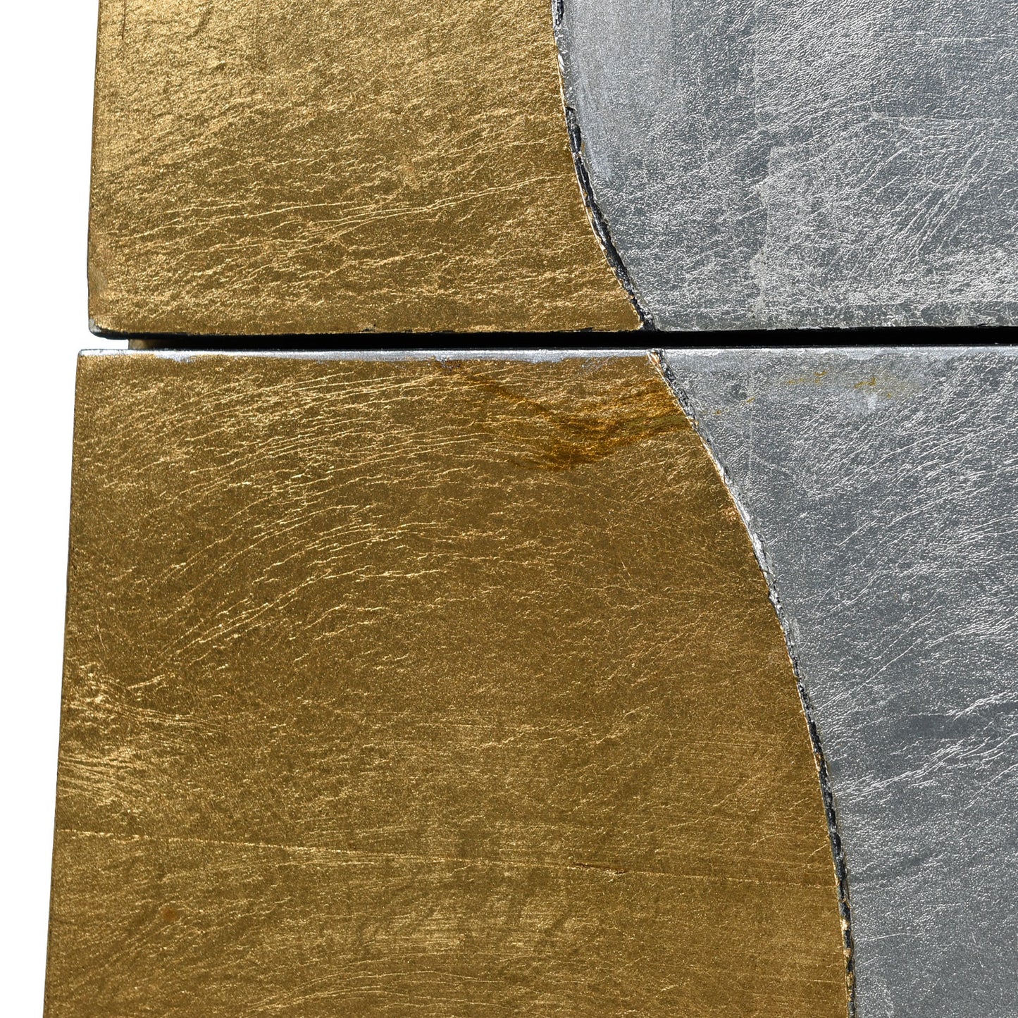 Lam Lee Memphis Style Silver and Gold Foil Pyramid Chest of Drawers