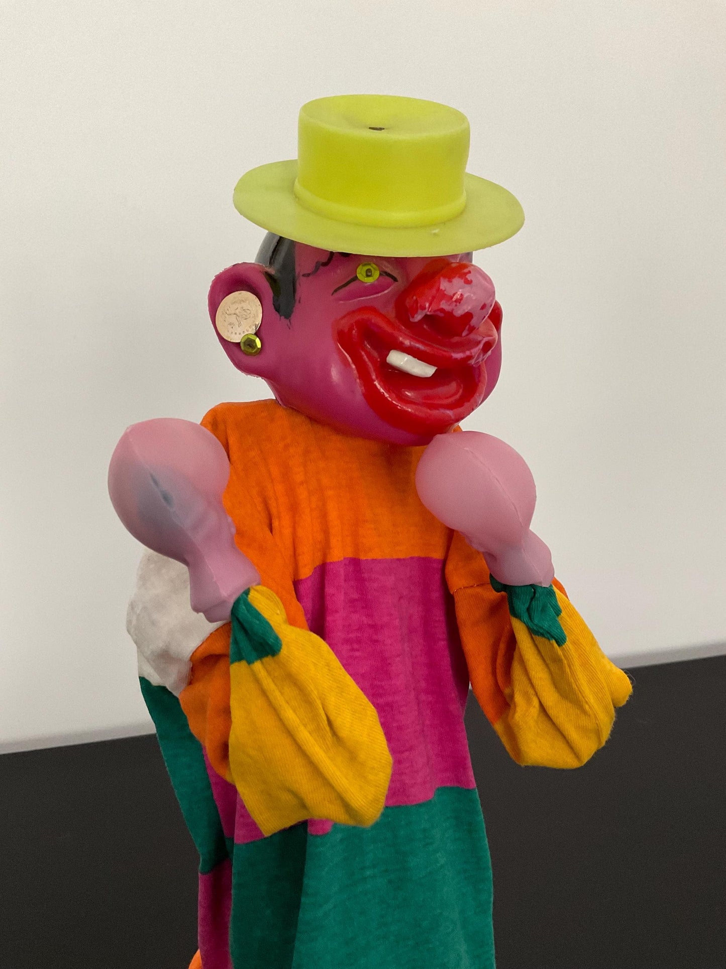 Pair of Vintage Boxing Hand Puppets Asian Man and Clown