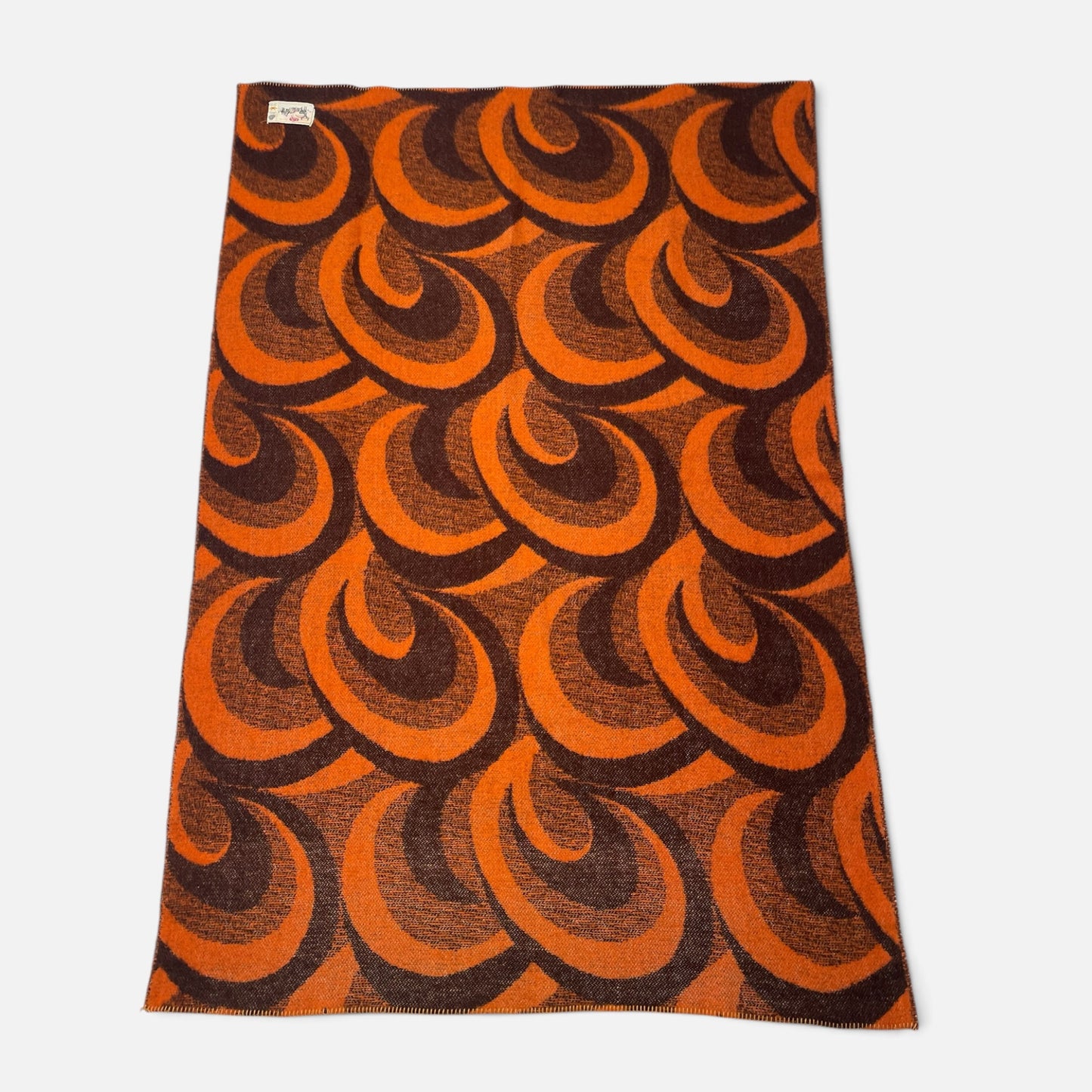Aabe Vintage Wollen Deken Jaren 70 Oranje en Bruine