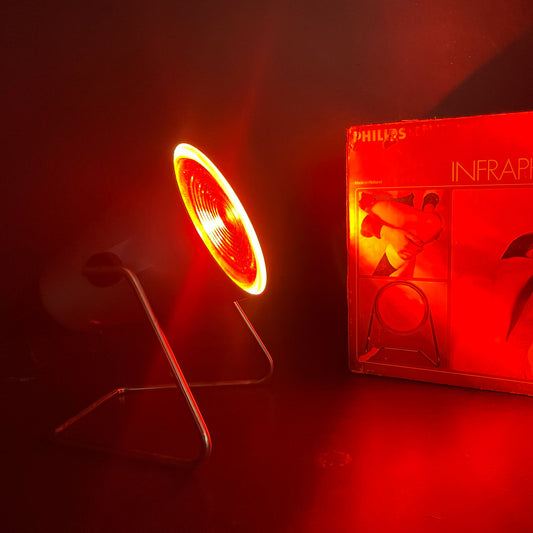 1975 Philips Infraphil HP 3608 infraroodlamp met doos en cantinedienst bon