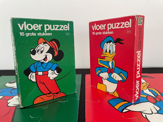 Vintage 1980s Mickey Mouse and Donald Duck Disney Puzzles Hema Vloer Puzzels