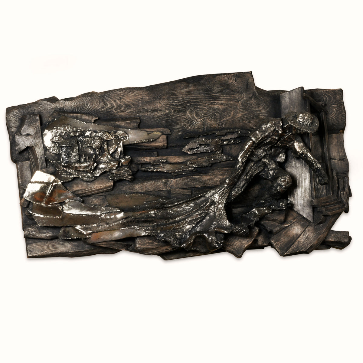 Vintage Finesse Originals Brutalistische Visser Wandsculptuur in Nautische Coastal Stijl