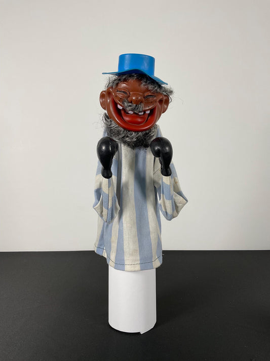 Pair of Vintage Boxing Hand Puppets Asian Man and Clown