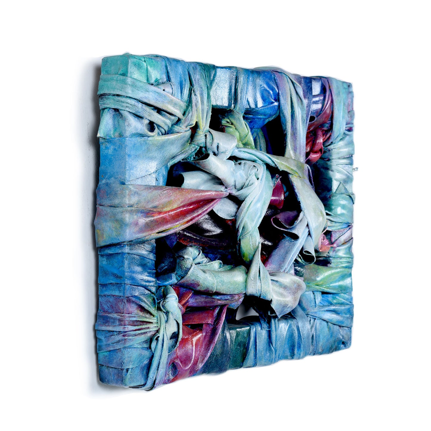 Robert Patrick Blue and Fuschia Painted Acrylic over Vinyl Textile Fiber Art