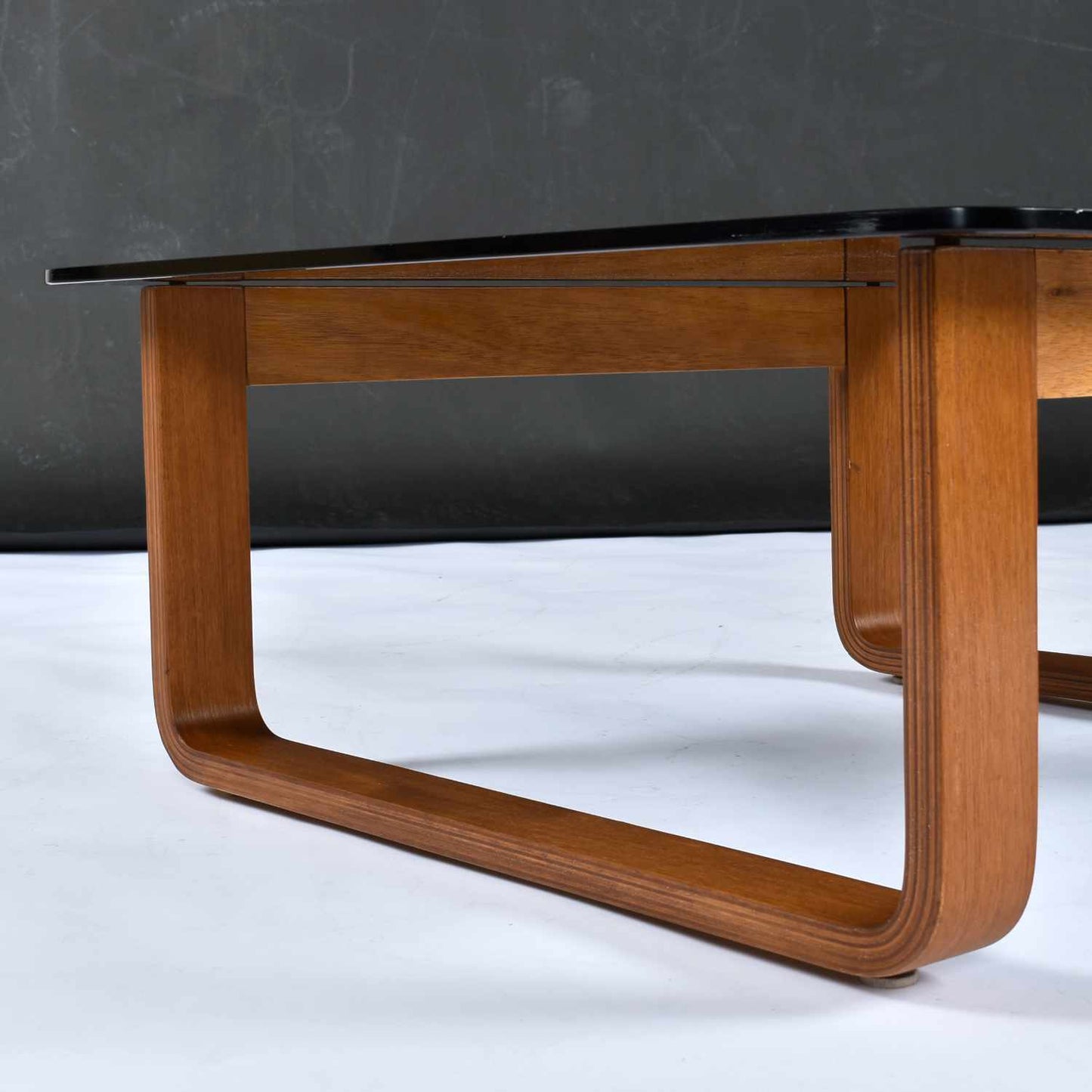 Vintage 1970s Minimalist Modern Frank Lowen for Tessa T4 Teak and Glass Square Side Table or Coffee Table