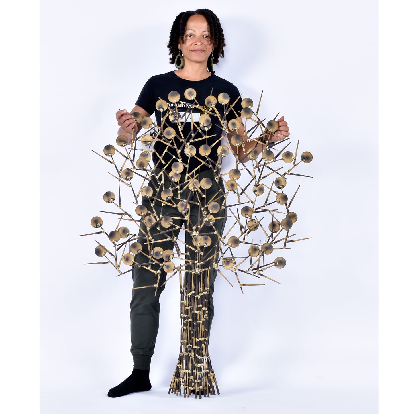 Large Marc Creates Brutalist Torch Cut Metal Nail Tree Sculpture
