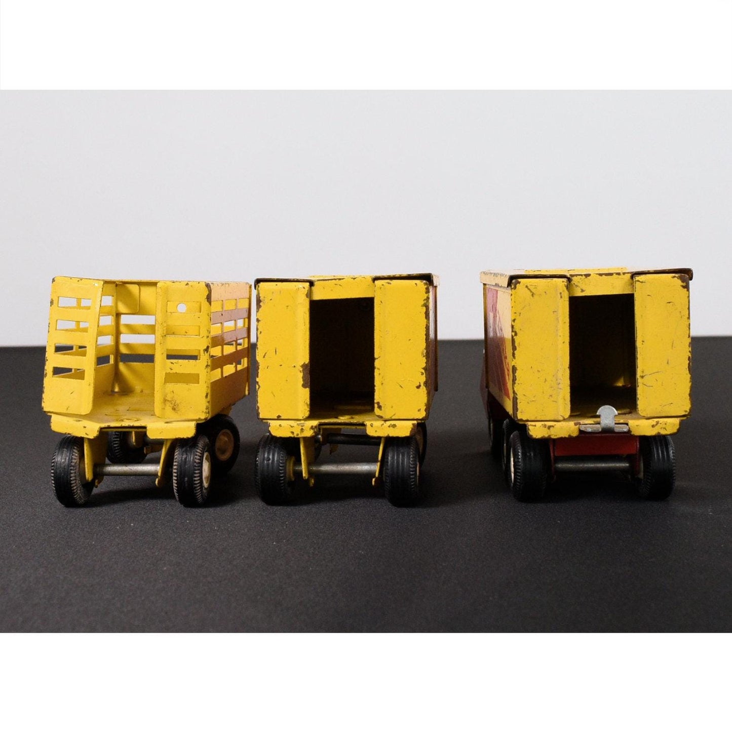 Tonka 1970s Metal Delivery Truck with Trailer and Extra Farm Trailer