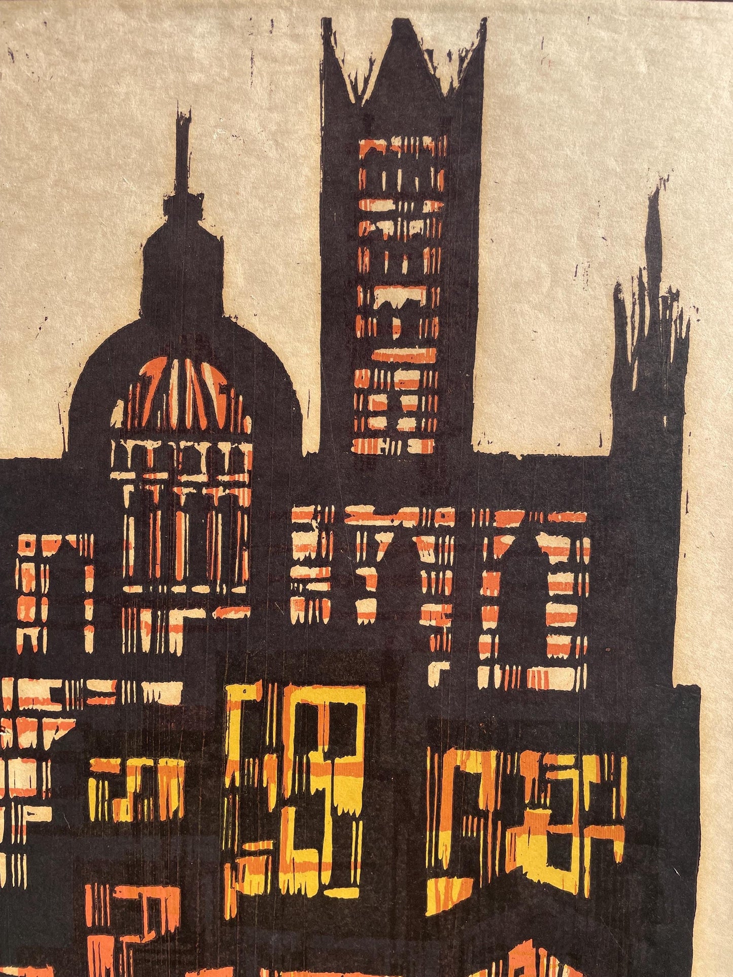 Akke Sins Pencil Signed Citscape Litho Vintage 1960s