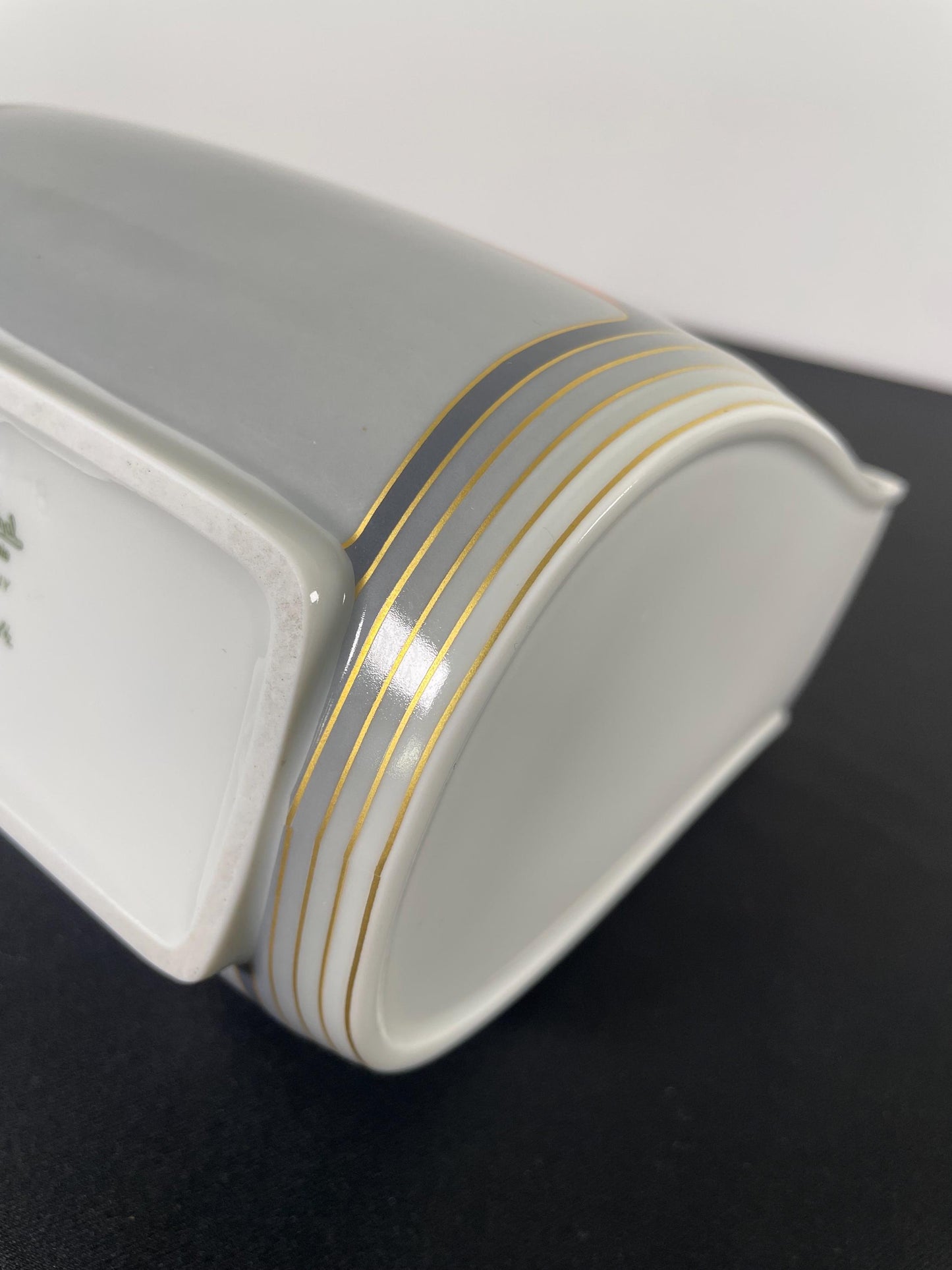 1980s Gray and Red with Gold Stripe Rosenthal Vase By Christa Goltz Keramische Vaas