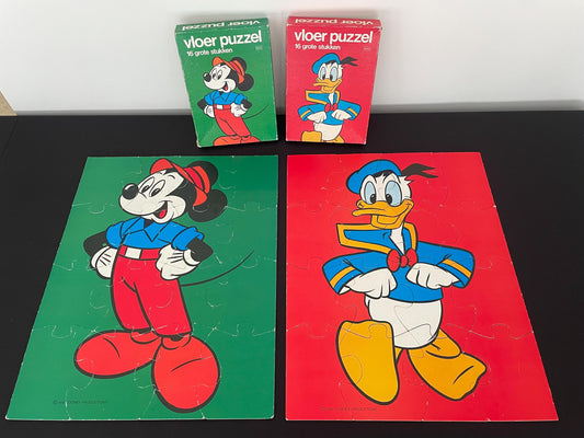 Vintage 1980s Mickey Mouse and Donald Duck Disney Puzzles Hema Vloer Puzzels