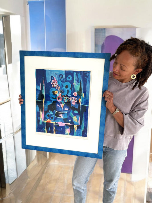 Tony Agostini Pencil Signed Limited Bouquet Au Vase Bleu Lithograph Custom Frame