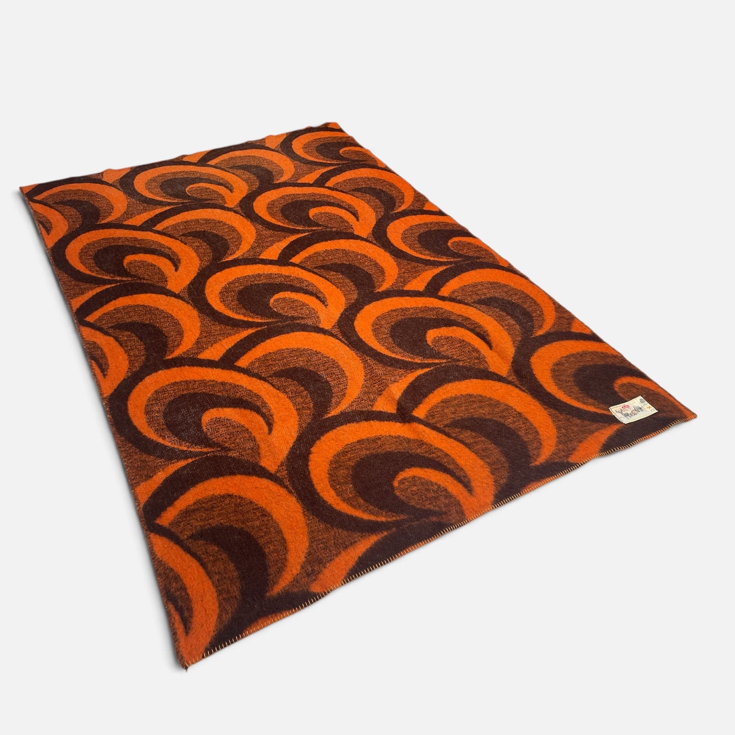 Aabe Vintage Wollen Deken Jaren 70 Oranje en Bruine