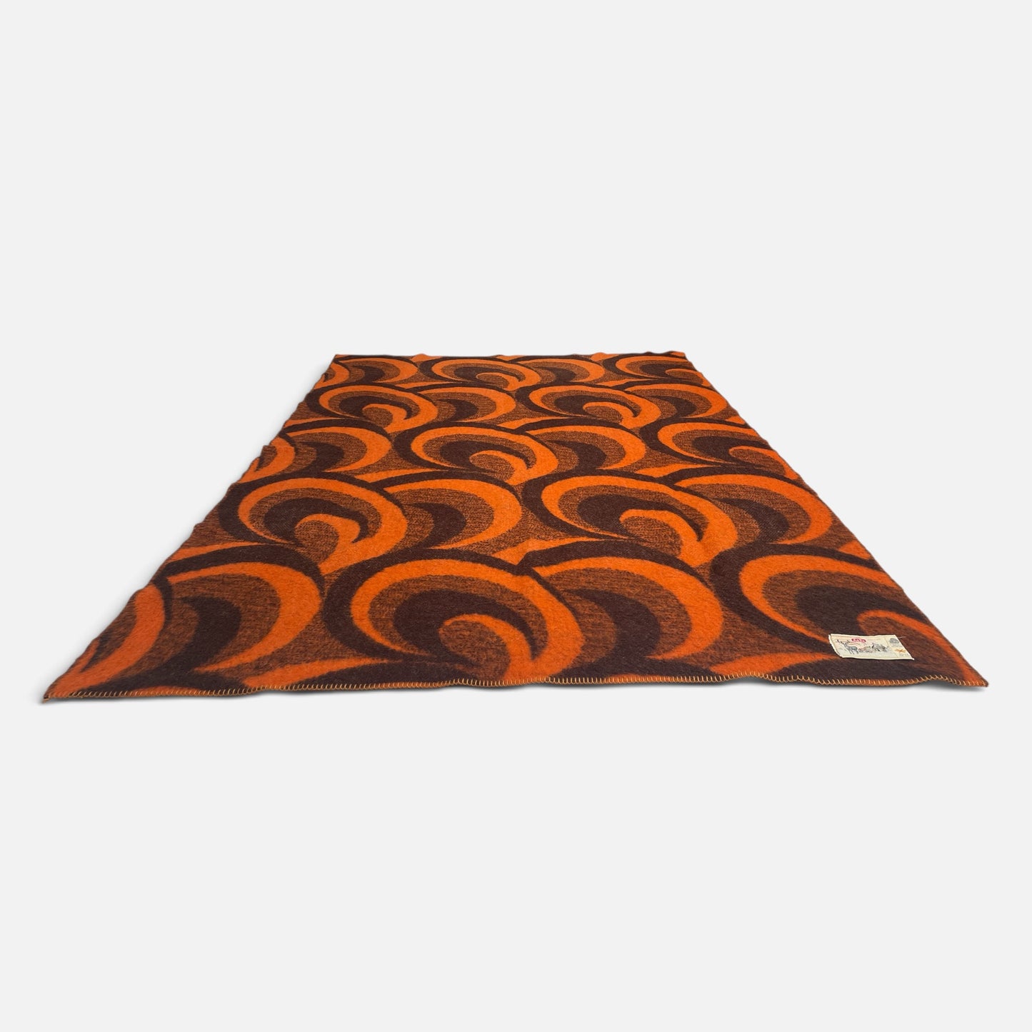 Aabe Vintage Wollen Deken Jaren 70 Oranje en Bruine