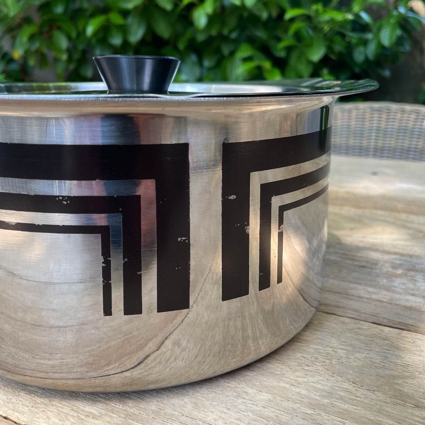 C&S of France Inox Pots oranje en bruin geëmailleerd vintage jaren 70