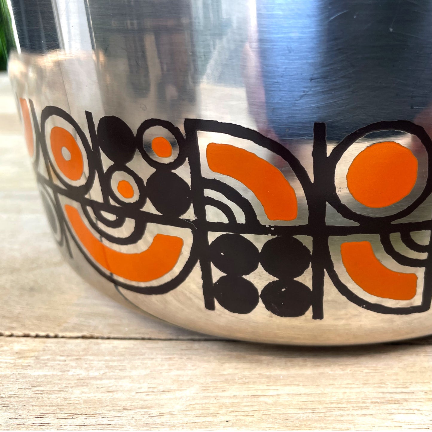 C&S of France Inox Pots oranje en bruin geëmailleerd vintage jaren 70