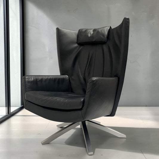 Design On Stock zwarte lederen Maua draaistoel
