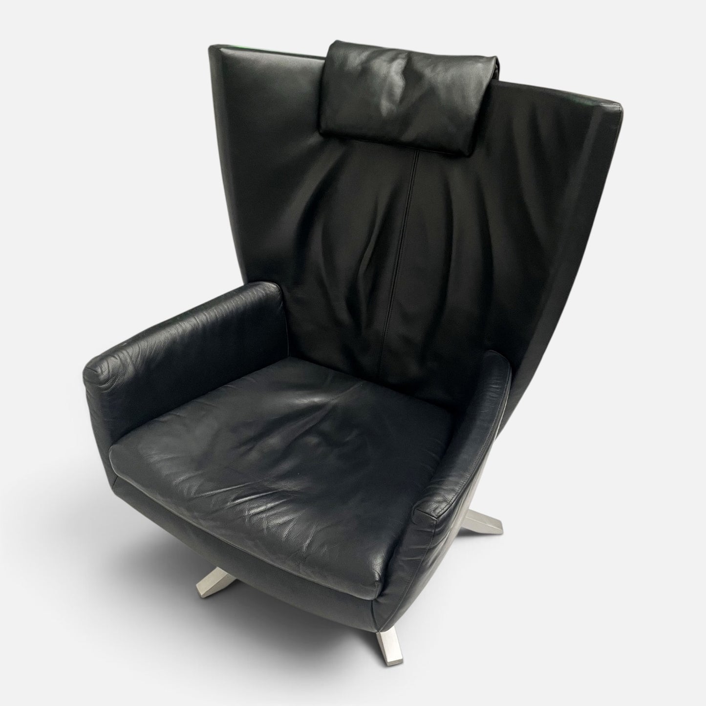 Design On Stock zwarte lederen Maua draaistoel