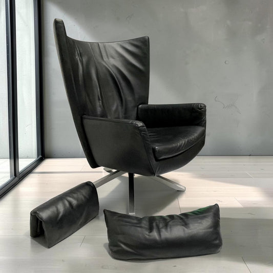 Design On Stock zwarte lederen Maua draaistoel
