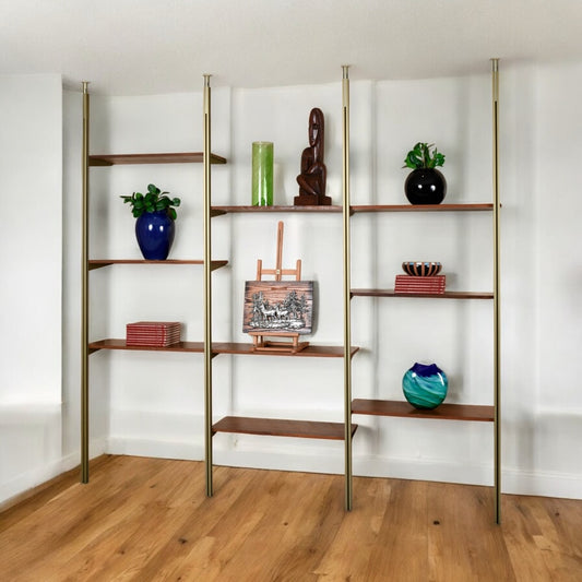 Tension Pole Free Standing Rose Gold Aluminum Omni Wall Unit by George Nelson