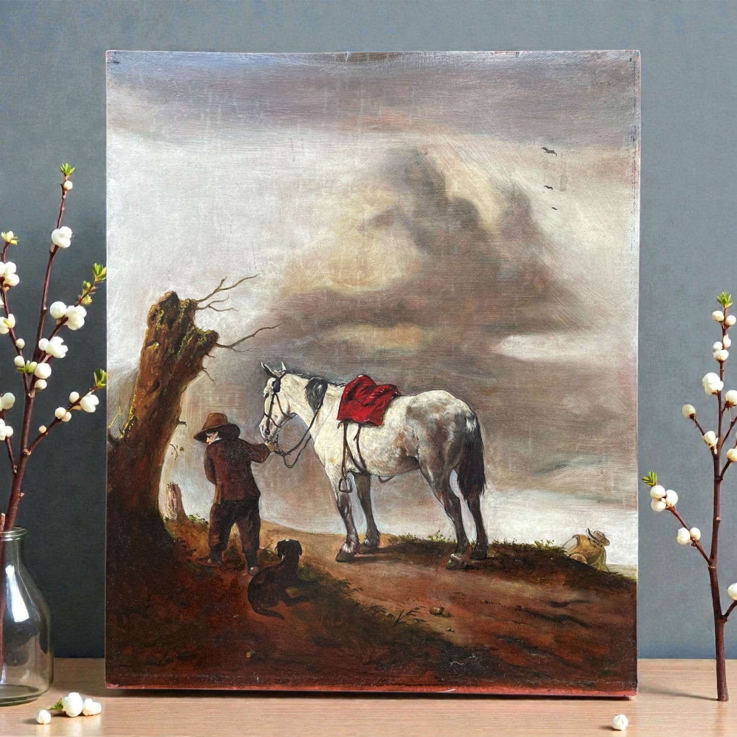 Reproductie van George Boellaard van het olieverfschilderij 'Grijze Paard' van Wouwermans